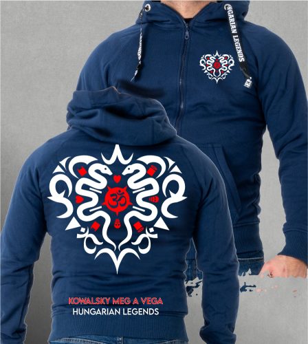 Kowalsky meg a Vega - Szív logó férfi kapucnis, cipzáras pulóver