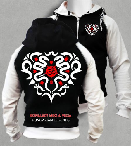 Kowalsky meg a Vega - Szív logó férfi kapucnis, cipzáras pulóver