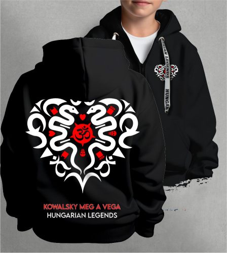 Kowalsky meg a Vega - Szív logó gyerek kapucnis, cipzáras pulóver