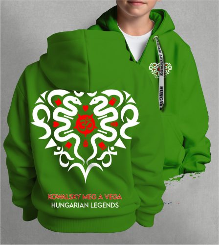 Kowalsky meg a Vega - Szív logó gyerek kapucnis, cipzáras pulóver