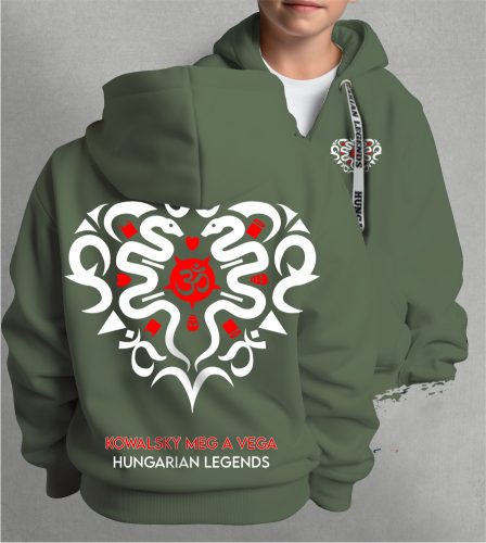 Kowalsky meg a Vega - Szív logó gyerek kapucnis, cipzáras pulóver