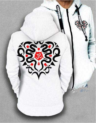 Kowalsky meg a Vega - Szív logó női cipzáras, kapucnis pulóver