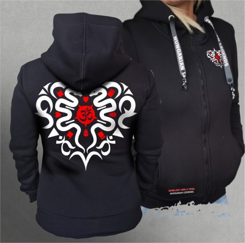 Kowalsky meg a Vega - Szív logó női cipzáras, kapucnis pulóver