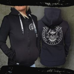   Defence Force női kapucnis, cipzáras pulóver - hímzett mintával