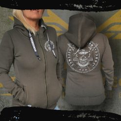   Defence Force női kapucnis, cipzáras pulóver - hímzett mintával