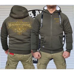   Fejesgörbe férfi sherpa béléses cipzáras pulóver - hímzett mintával