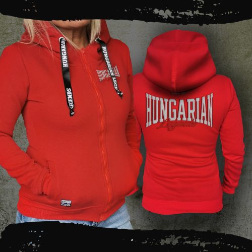 Hungarian Legends női kapucnis, cipzáras pulóver - hímzett mintával