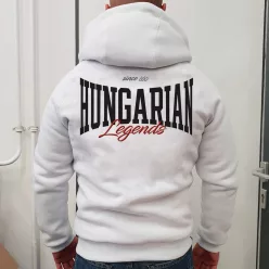   Hungarian Legends férfi sherpa béléses cipzáras pulóver - hímzett mintával