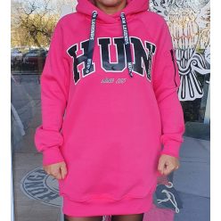 HUN feliratos női hosszított, kapucnis pulóver