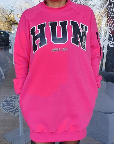 HUN feliratos női hosszított pulóver