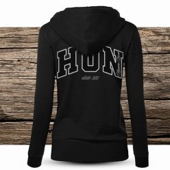 HUN feliratos női cipzáras, kapucnis pulóver