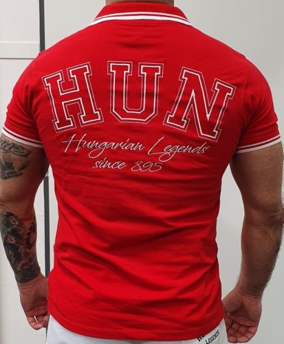 Magyar címeres, hímzett férfi galléros póló