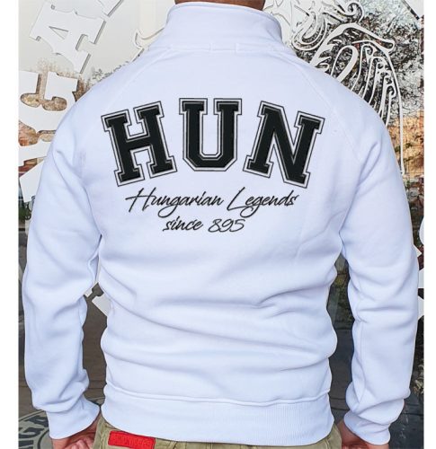 Magyar címeres férfi cipzáras, galléros pulóver - hímzett mintával