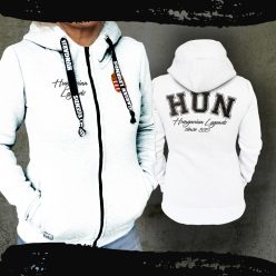   Magyar címeres női kapucnis, cipzáras pulóver - hímzett mintával