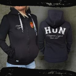   Magyar címeres női kapucnis, cipzáras pulóver - hímzett mintával