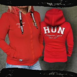   Magyar címeres női kapucnis, cipzáras pulóver - hímzett mintával