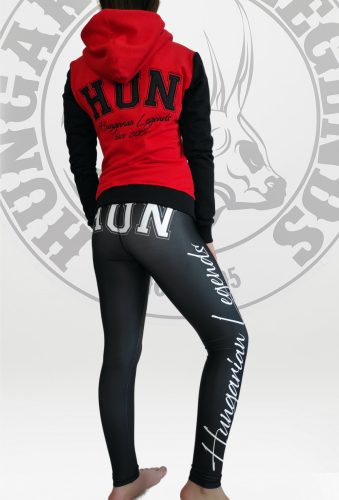 Magyar címeres női kapucnis, cipzáras pulóver - hímzett mintával