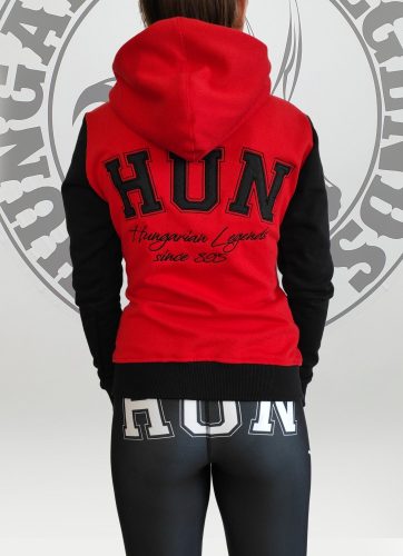 Magyar címeres női kapucnis, cipzáras pulóver - hímzett mintával