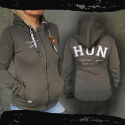   Magyar címeres női kapucnis, cipzáras pulóver - hímzett mintával