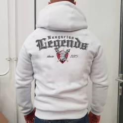   Hungarian Legends férfi sherpa béléses cipzáras pulóver - hímzett mintával