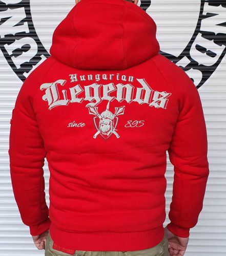 Hungarian Legends férfi sherpa béléses cipzáras pulóver - hímzett mintával