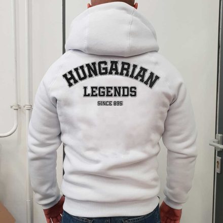 Hungarian Legends férfi sherpa béléses cipzáras pulóver - hímzett mintával