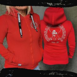   Magyar betyár női kapucnis, cipzáras pulóver - hímzett mintával