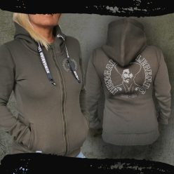   Magyar betyár női kapucnis, cipzáras pulóver - hímzett mintával