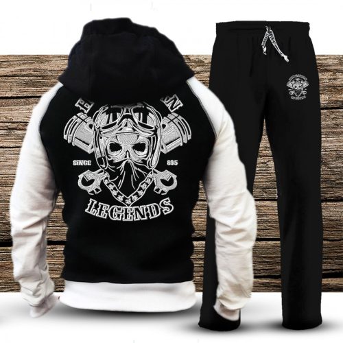 Motoros mintás férfi szabadidőruha szett, hímzett