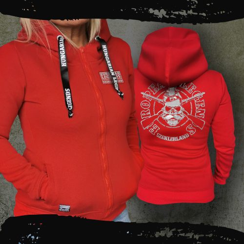 Szeklerland női kapucnis, cipzáras pulóver - hímzett mintával