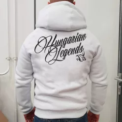   Hungarian Legends férfi sherpa béléses cipzáras pulóver - hímzett mintával