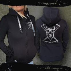   Welcome to Europe női kapucnis, cipzáras pulóver - hímzett mintával